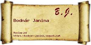 Bodnár Janina névjegykártya