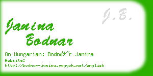 janina bodnar business card